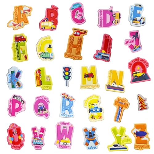 WALPLUS Puffy Stickers for Toddlers Alphabet Stickers for Kids Reusable Stickers for Toddlers Removable Stickers for Party Bags A to Z Transportation Alphabet Vehicle Stickers 28 PCS - Image 2