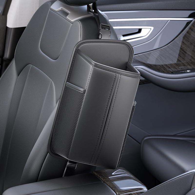 自動車シートサイドティッシュボックス助手席内装用汎用マルチ機能シートハンギングティッシュ収納ポケットPUレザー [並行輸入品]