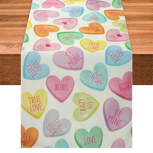 Saint Valentin Chemin de Table, Chemin de Table Coeur, 33 x 183cm, Nappe Coeur, Chemins de Tables...