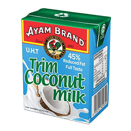 Ayam Brand Trim Coconut Milk | 100% Natural | High Quality | Halal & Healthier Choice | Great Taste | 100% Fresh Ripe Coconuts | Plant-Based Milk | Non-Dairy | No Preservatives or Additives - 200ml