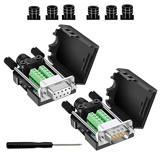 BIFALE DB9 Breakout Connector (3 Male+3 Female), DB9 Solderless Connector RS232 D-SUB Serial Adapters 16mm thinner 9 Pin Port Terminal Breakout Board with Case Long Bolts Tail Pipe