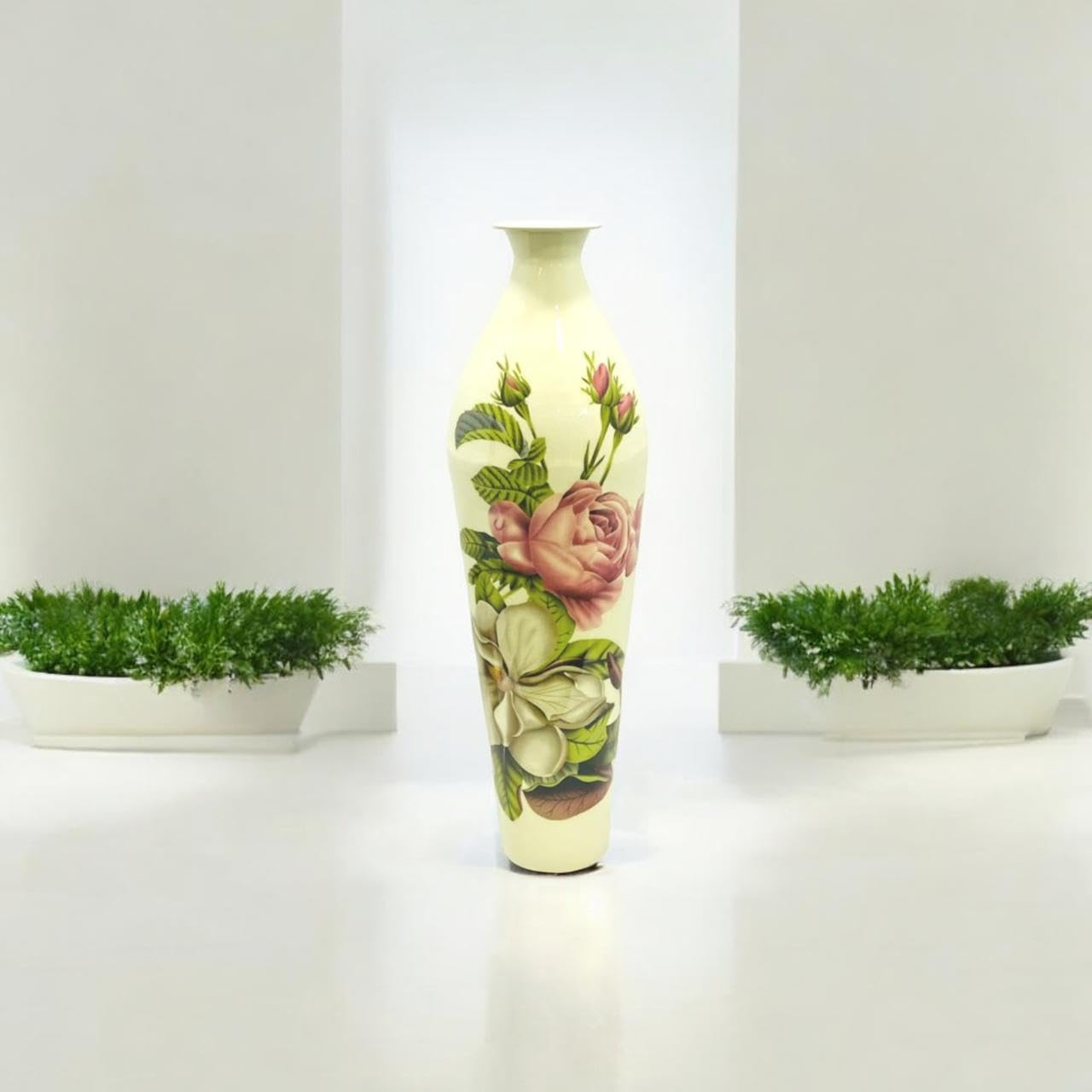 Buy White Ceramic Flower Vase – Stylish Bottle Shape Design, Ideal
