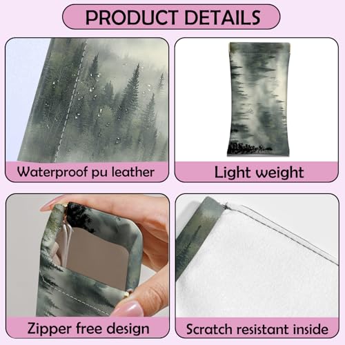 Image of 2 PCS Glasses Case Eyeglass Sunglasses Pouch Squeeze Portable Bag Soft Leather with Cleaning Cloth Women Men Girls