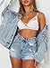 Justalwart Women's Blue Washed Denim Jacket with Fringe Trimming (S, Oversized)