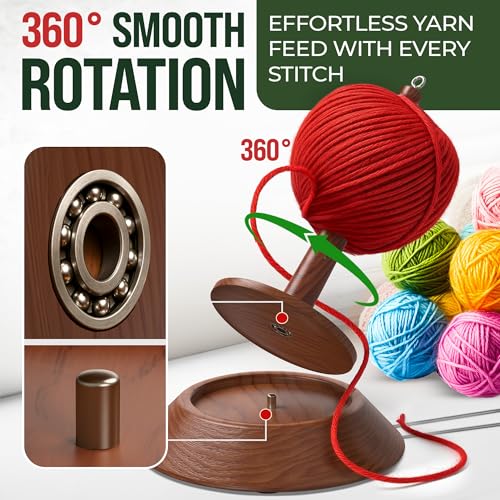Image of BARVA 2 in 1 Upgraded Table Chunky Yarn Holder 22 Lb & Mini Wristlet Spinner | Bracelet Spindle On the Go for Travel & Car | Wood Crochet Accessories | Compact Fiber Tools | Top Crafts Gifts for Women