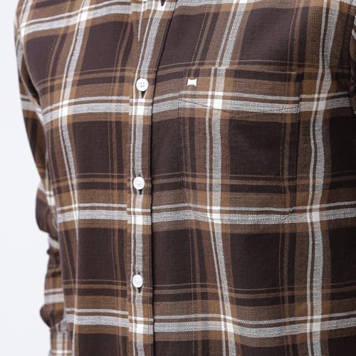 Image of BASICS 100% Cotton Checked Shirt for Men | Slim Fit | Everyday Smart Casual Wear | Full Sleeve