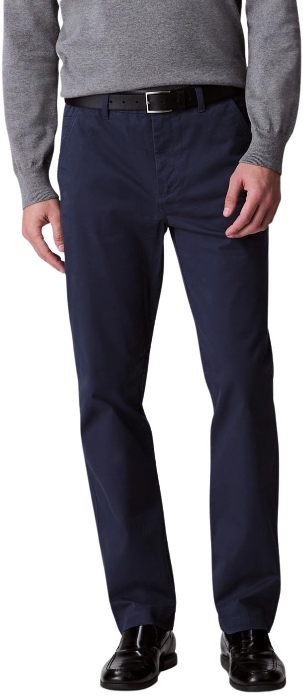 Calvin Klein Men’s Signature Slim Fit Cotton Chinos, Blue (Ink), 32W/30L