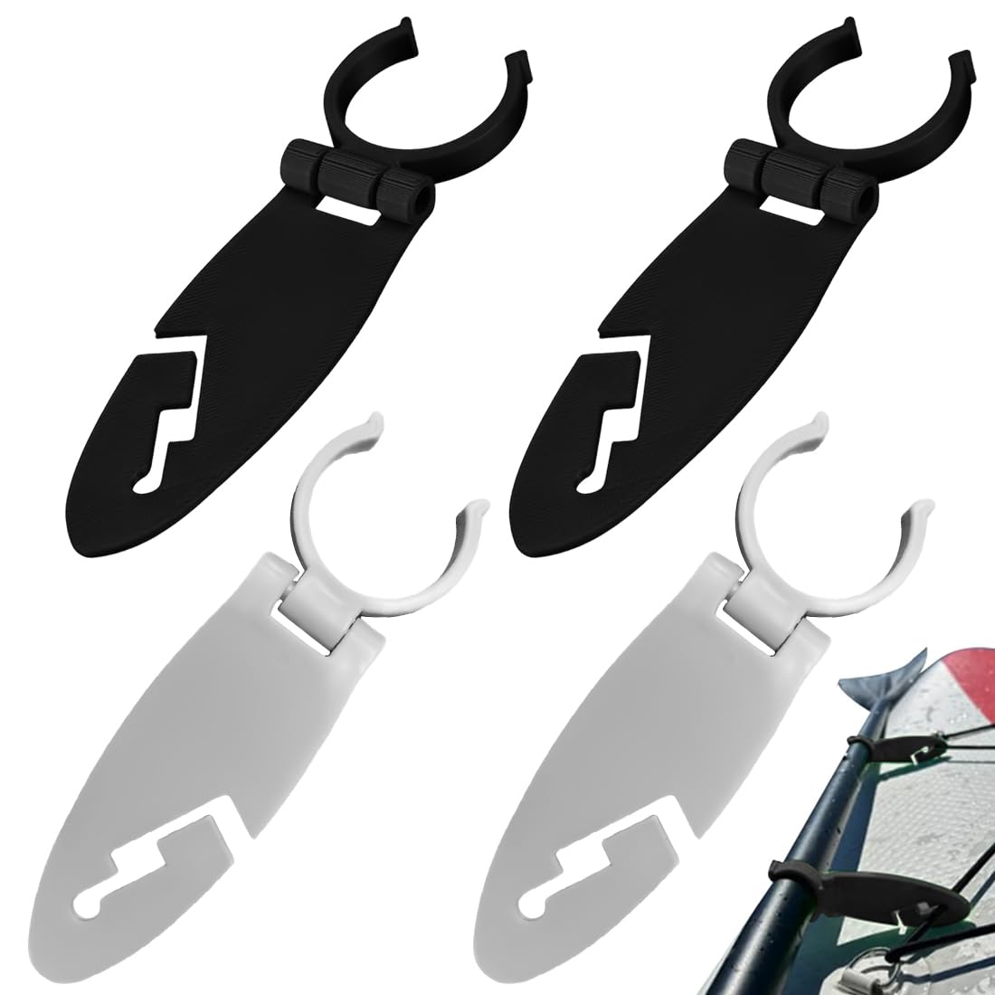 EBHO 2 Paia Clip fissaggio per tavola da paddle, morsetto di fissaggio espandibile, sicuro della tavola, fibbia bloccaggio per sport acquatici, accessorio installazione rapida