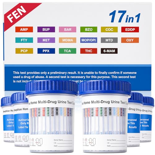 DEEPBLUE Multi-Drug Urine Test Cup, 17 Panel, OTC Home Use, 5 Minute Results(6pcs)