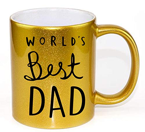 Gold Worlds Best Dad Tasse – tolles Vatertag – Geburtstagsgeschenk – lustige Kaffeetasse (funkelnd)