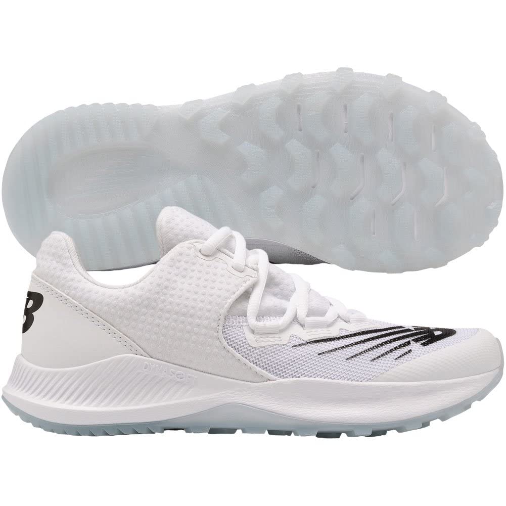 New Balance Boy's DynaSoft 4040 V6 Turf-Trainer Baseball Shoe, White/Black, 10.5 Little Kid