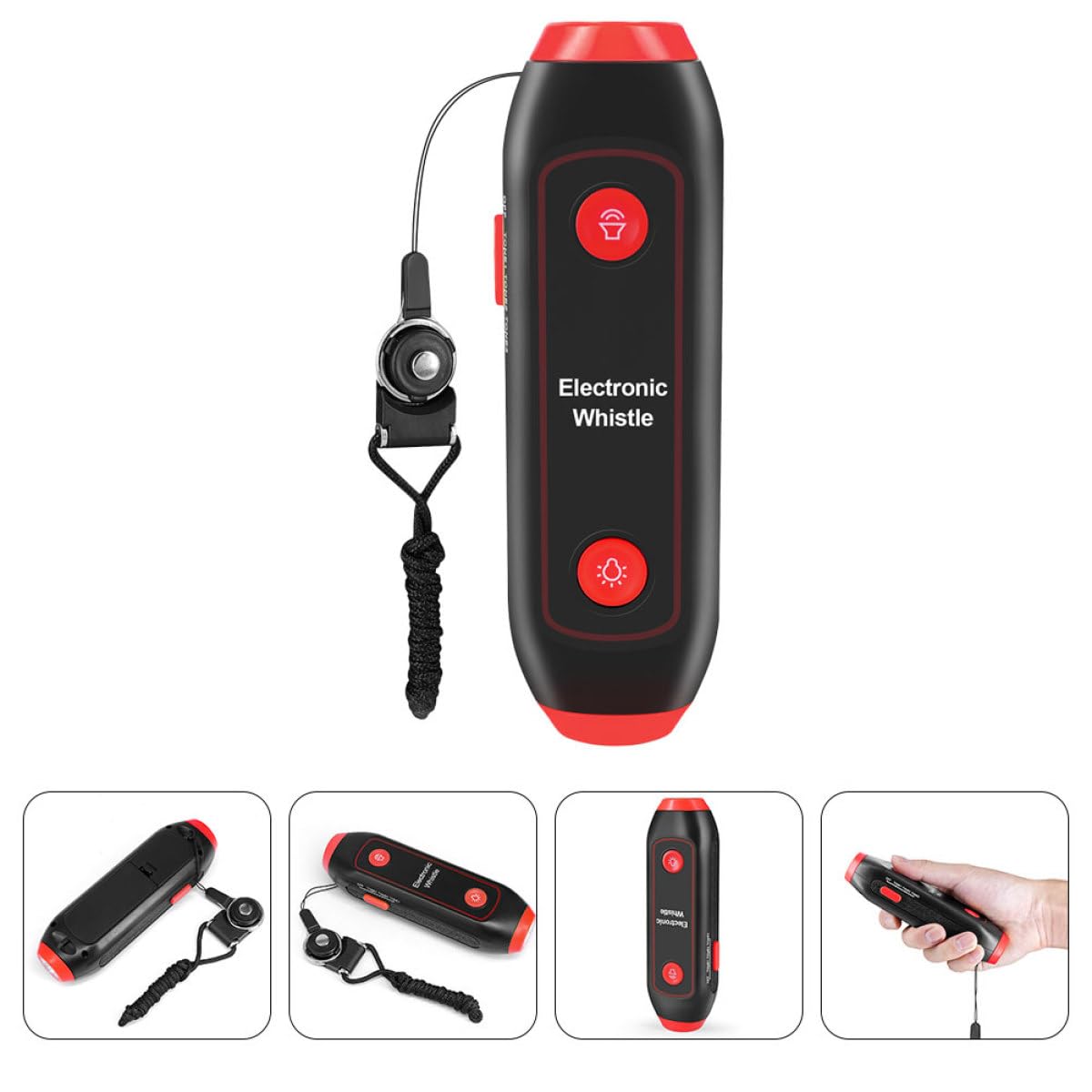 Fischietto Elettronico Arbitro Calcio con Lanyard , 3 Toni 3 Livelli | Abs con Componenti Elettronici e Magnete, LED Luce e Torcia D’emergenza, Uso Outdoor Camping e Pet Training