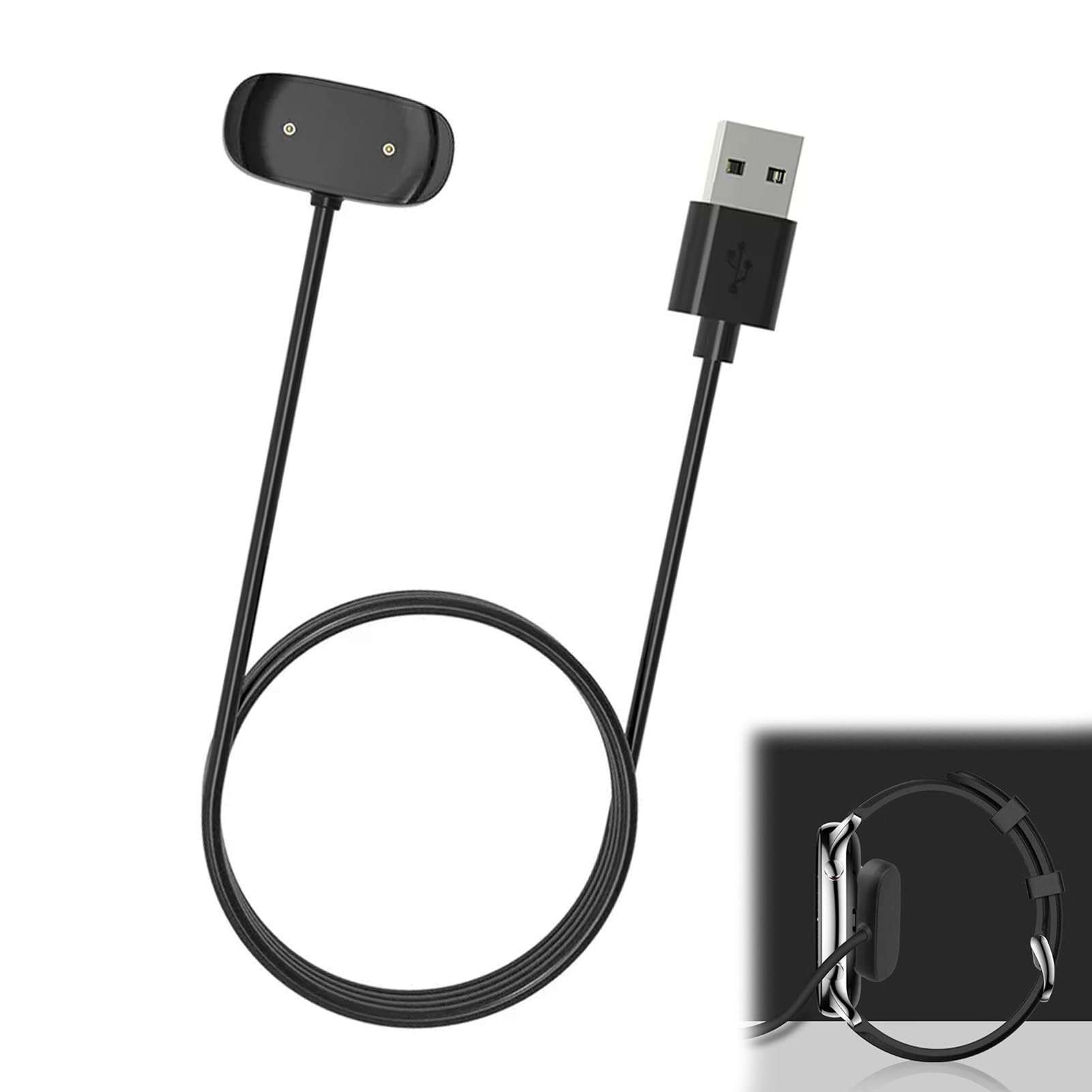 Câble de charge magnétique pour montre intelligente, protection contre les surintensités intégrée, 1 m, 5 V1 A, USB-A, accessoires de montre intelligente compatibles avec Amazfit T-Rex Pro/Bip