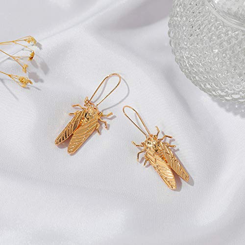 MXUHUI Vintage Big Bug Cicada Insect Pendant Earrings on Kidney Wire Hoops Dangle Earrings Retro Animal Jewlery4