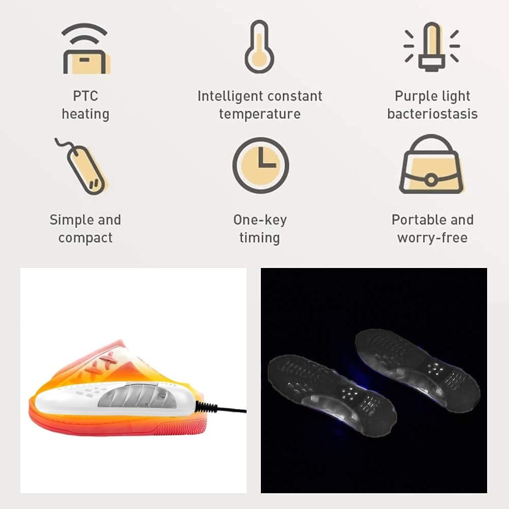 Secador Zapatos, Zapatos Calentador, Secador de Pies, Secador de Botas Eléctrico, Desodorante con Olor Deshumidifica el Dispositivo Calentador de Zapatos, Portátil del Hogar Eléctrico