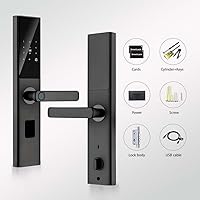 Vista 6 de Cerradura de puerta inteligente Entrada sin llave 5 en 1 - Huella digital, código de acceso, tarjeta IC y llave mecánica Control de aplicación