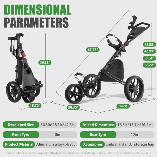 Blodhm 3 Wheel Golf Push Cart
