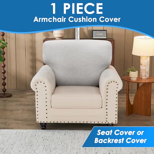 XINEAGE Couch Cushion Covers Seat Cushion Cover Thick Stretch Sofa Slipcovers 1 Piece Individual Couch Covers with Elastic Bottom(Single Seat Cushion/Backrest,Silver Grey)