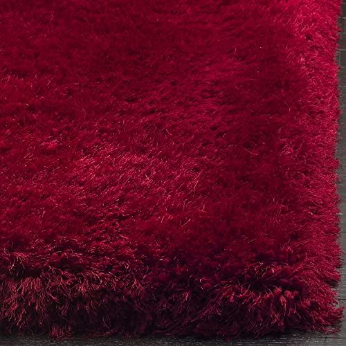 Image of Handmade 2 Inch Pile Height Super Soft Touch Export Quality Plain Shag Rectangular Carpets For Home Size 8 X 10 Feet Color Maroon
