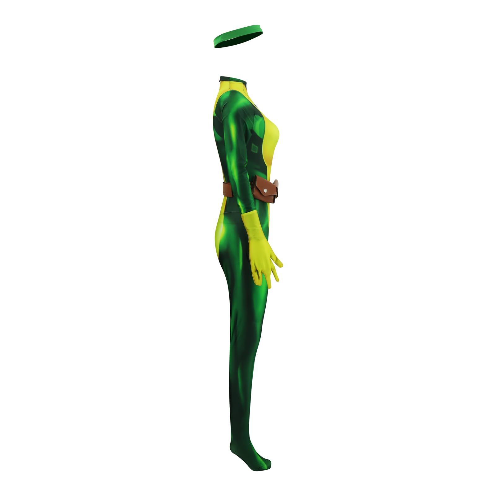 Rogue - Disfraz de superhéroe Rogue verde para mujer, overol de pícaro Zentai para adultos, trajes de Halloween