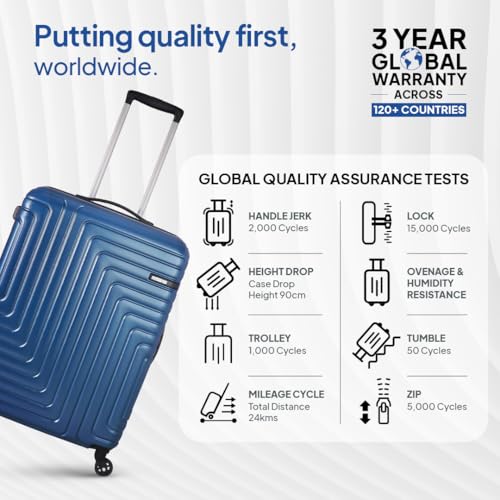 Image of American Tourister Ivy NXT|Medium Size Check-in Spinner Trolley Bag (68 cm)|360 4 Wheel Travel Luggage|Hard Case Polycarbonate (PC) Suitcase|Mounted TSA Lock|Blue