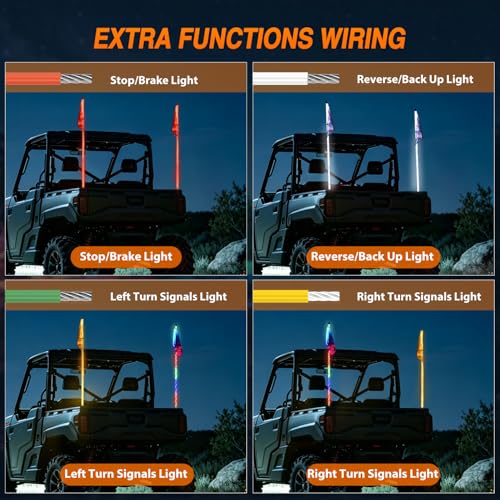 Image of Nilight LED Whip Light 2PC 6FT Spiral RGB Antenna Whips with Spring Base, App /Remote Control DIY Chasing Patterns Brake & Reverse Turn Signal Lights for Side by Side ATV UTV RZR Can-Am Buggy Jeep