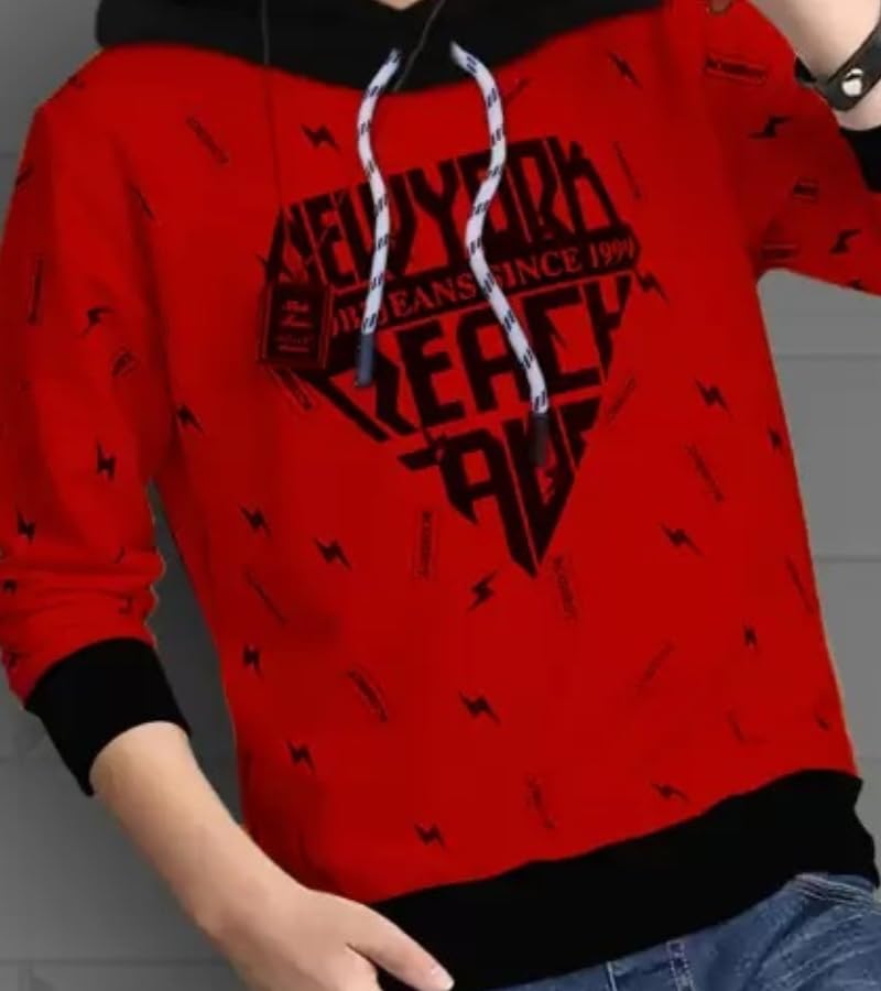 Image of LilBits Boys Regular Fit Printed Hooded Casual T-Shirt