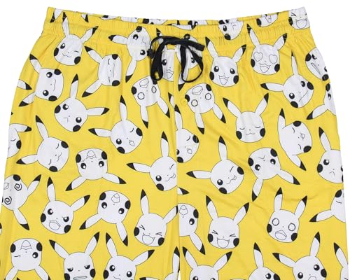 Pokemon Men's Pikachu Expressions Allover Design Adult Lounge Sleep Pajama Pants2