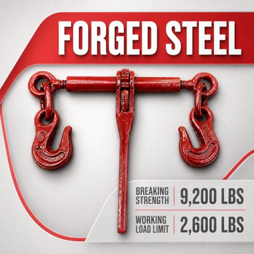 BXRTool US Chain Load Binder with Forged Grab Hooks ¼” – 5/16” -2 Pack - Heavy Duty - Chain Binder Tie Down - 2,600lbs WLL by Boxer - Image 2