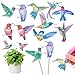 AUAUY 10 Stück Diamond Painting Kolibri Sets, Gartenstecker Diamond Painting Kinder Erwachsene Gartendekoration für Draußen und Drinnen Balkon Deko, Basteln für Kinder Diamont Painting Geschenk