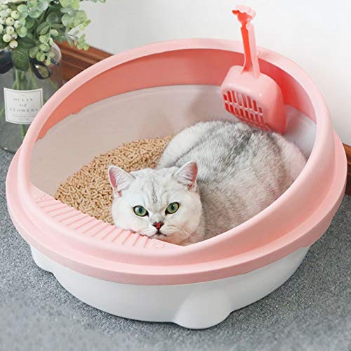 Cajas de Arena Semi Cerrado Caja de Arena Caja de Arena Cucharada Anti-Splash Portátil Plástico Grandentorant Sandpit Cat Self Limpieza Aseo Cat Little Box Arenero ​Gatos (Color : Light Grey)