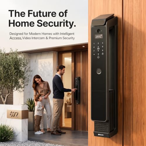 Image of Golens X94 Premium Smart Door Lock for Main Door | 9-Way Unlock with 3D Face ID, Palm Unlock, Fingerprint, PIN, RFID Card, Mobile App, RF Remote & Mechanical Key | Luxury Heavy-Body Digital Door Lock