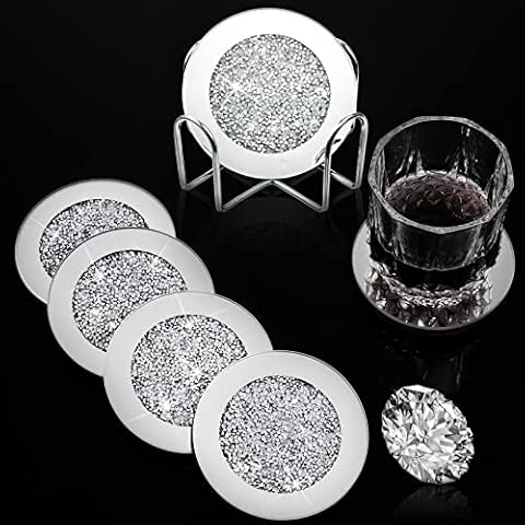 Jetec Crushed Diamond Coaster Set with Holder Cover