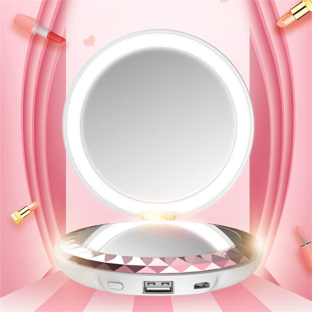 Portable Mini Makeup LED Magnifying Round Sided Power Bank Rotating image 2