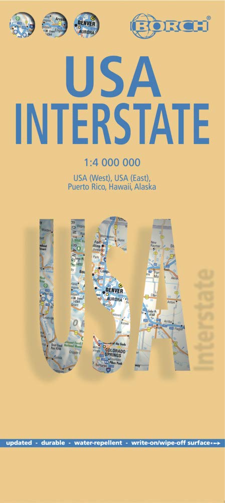 USA Interstate: USA (West), USA (East), Puerto Rico, Hawaii, Alaska, Vereinigte Staaten von Amerika (Borch Map)