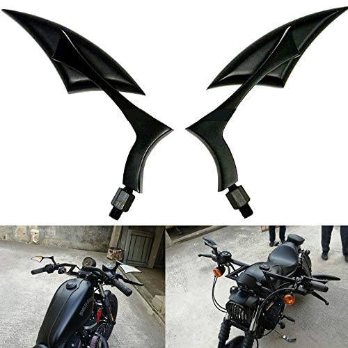 Maso Paire de rétroviseurs universels en aluminium pour moto 8 mm/10 mm Noir