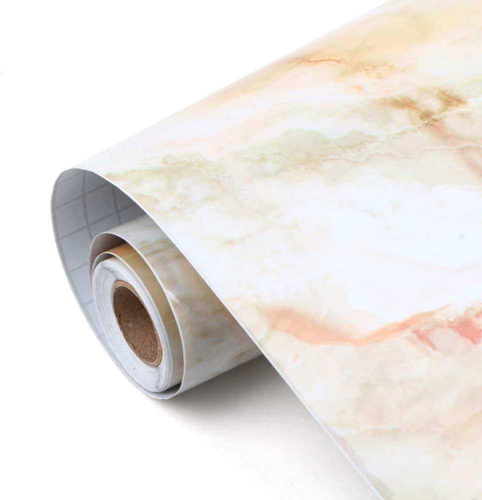 FEELING MALL Marble Wall Paper Granite 3D Look Gloss Bachsplash Self Adhesive Film Matte Paper Foil Stickers Decal Decorative Cupboard Almirah Fridge Tabletop Floor Cabinets Bathroom (Orange Crack) (B09BR62TKW) Amazon Price History, Amazon Price Tracker