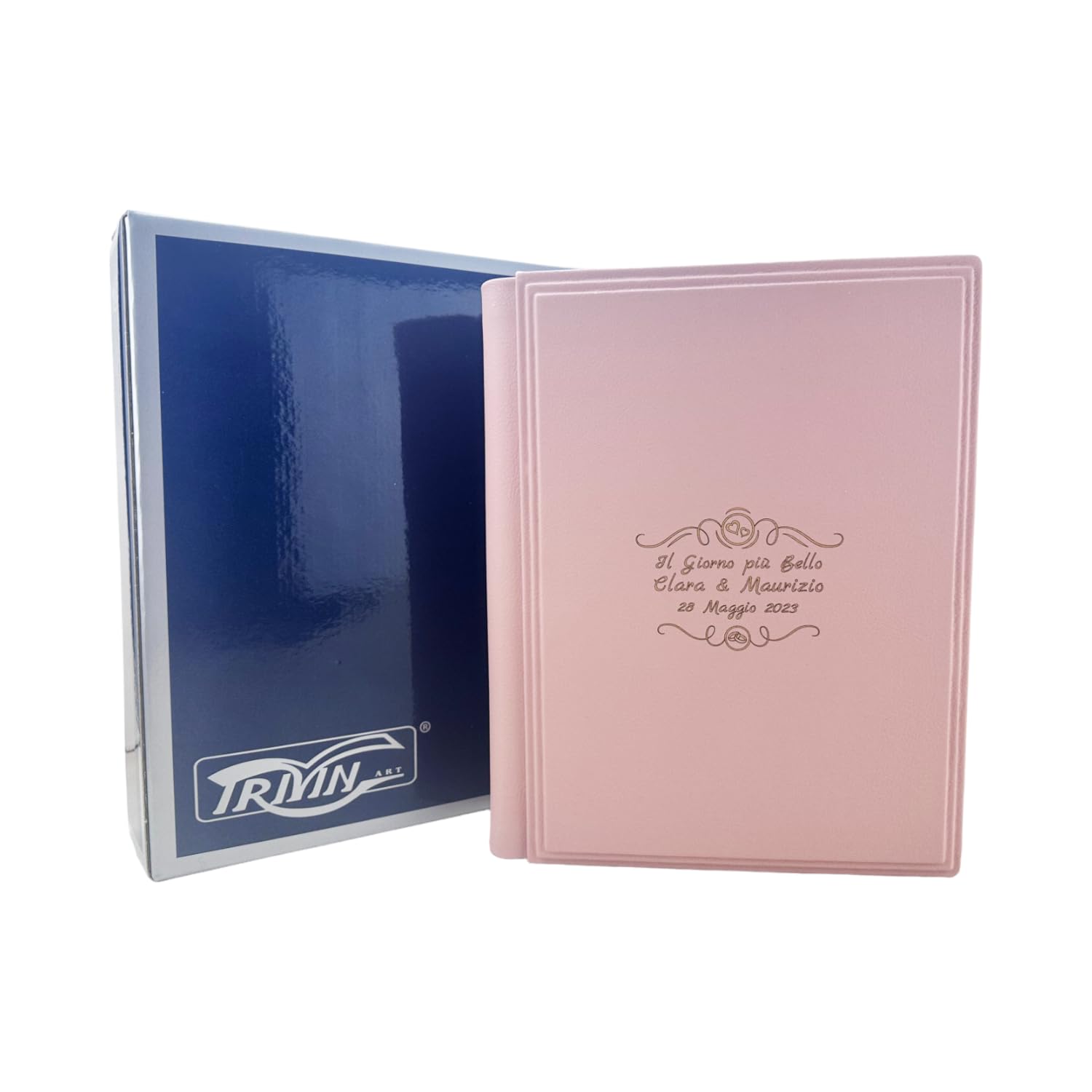Album fotografico - Elios Soft - produzione artigianale in similpelle, personalizzabile con incisione. Ideale per Matrimonio, Anniversario, tutti gli eventi (Rosa)