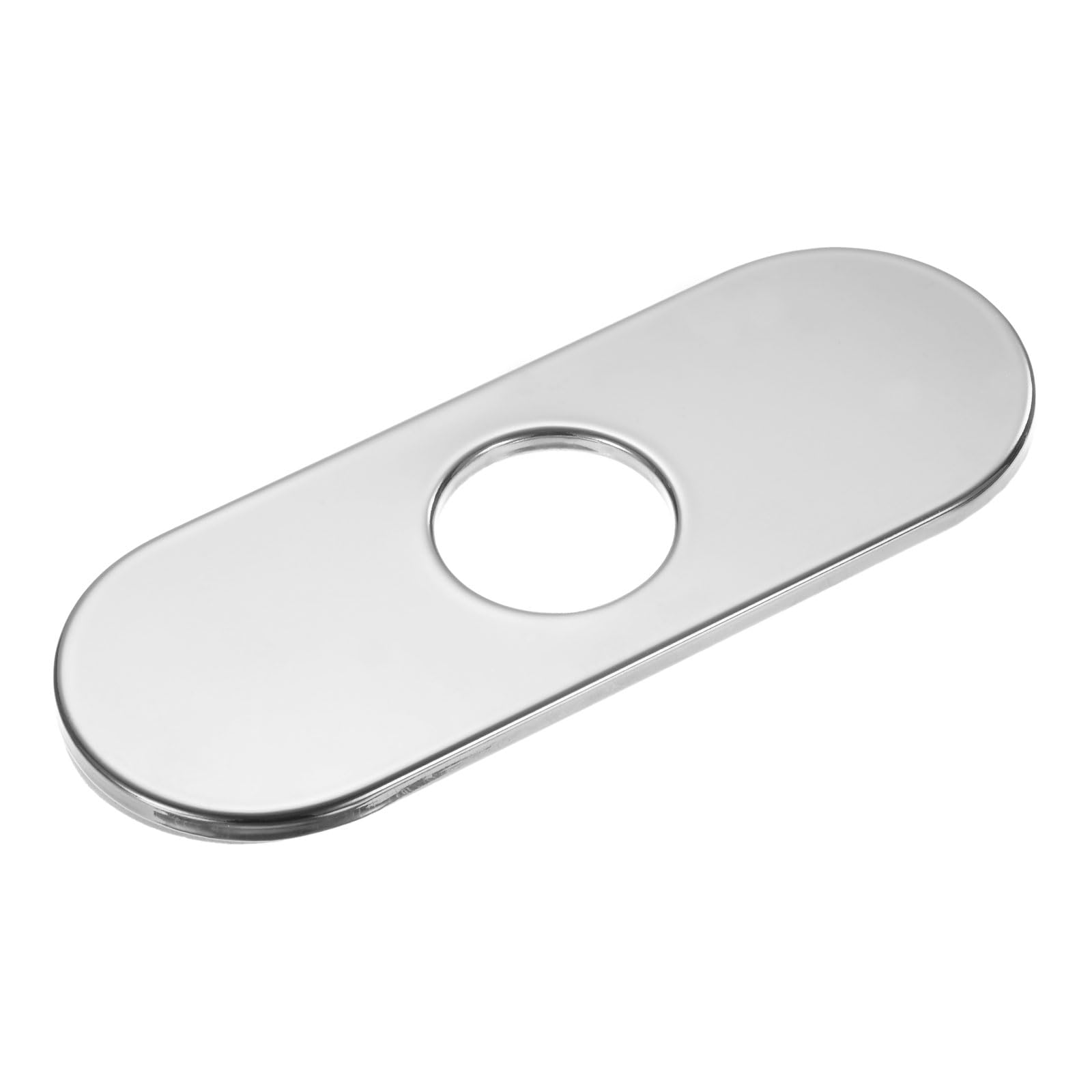 M METERXITY Faucet Deck Plate, 6 Inch 304 Stainless Steel Oval Hole Cover Escutcheon Deck Plate for Bathroom/Kitchen Sink [Silver Tone]