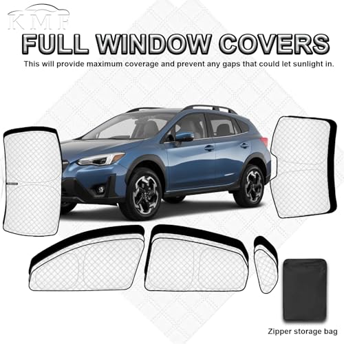Image of KMF 8pcs Thicken Full Sun Shades for Subaru Crosstrek 2018-2023 Accessories, Car Window Covers Sunshade for Windshield Side Rear, UV Block and Blackout Privacy for Camping Outdoor