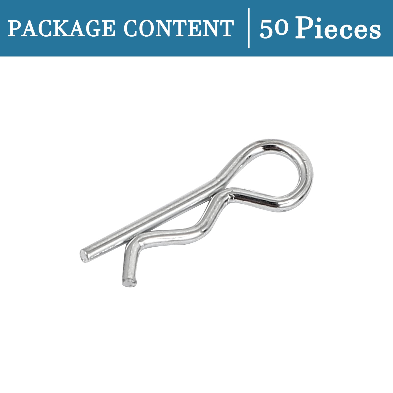 QUARKZMAN R Sagomato Molla Coppiglia Clip Perno x 50pz Carbonio Acciaio Fissaggio Assortimento Fissaggio Capelli Perno per Fattoria e Attacco Perno Blocco Sistemi, [Argento Tono, 1mm x 16mm]