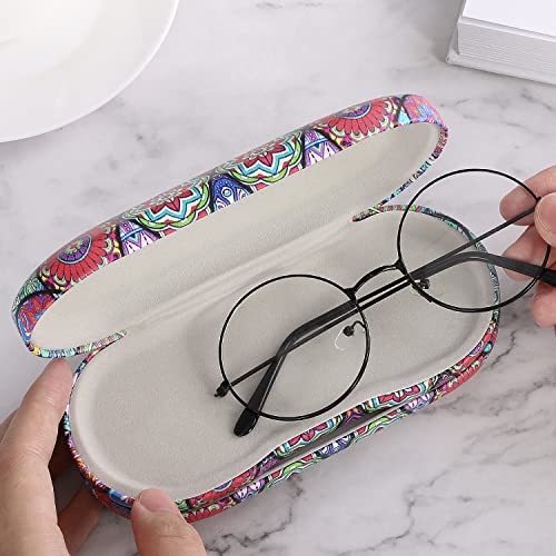 Image of MoKo Double Eyeglass Case, Contact Lens Case with Mirror Tweezers Remover, 2 in 1 Double Sided Portable Contact Lens Box Holder Container Storage Kit Sunglasses Pouch for Men & Women, Rhombic Datura