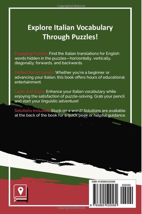 Italian Word Searches: Bilingual English to Italian Word Search Puzzles Paperback – April 8, 2024 - Image 3