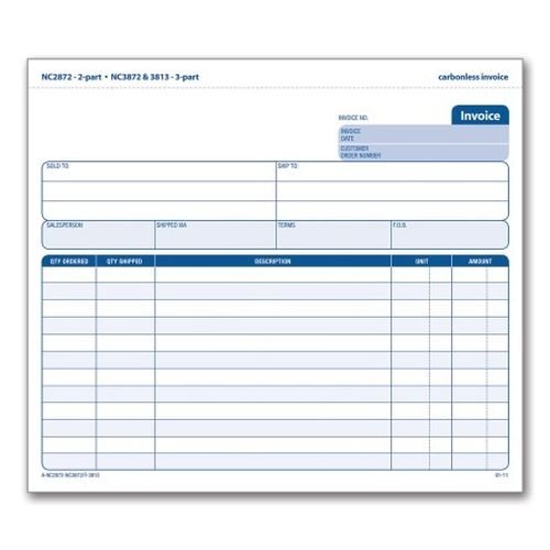 Adams Invoice Unit Set, 2-Part, Carbonless, 8.5 x 7.44 Inch, 50-Pack, White and Canary and Pink (NC2872-50)