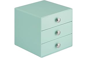 iDesign 3-Drawer Plastic Vanity Organizer in Mint: Tidy Up Your Desk, Bathroom, and More