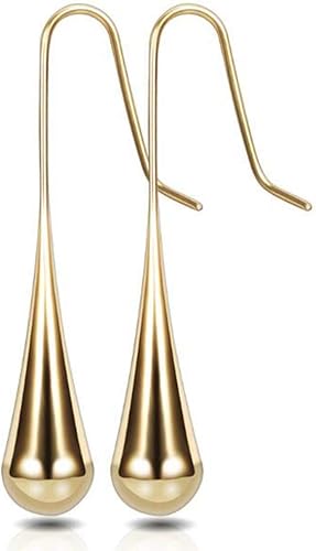 Pendientes de aro colgantes estilo gota de agua de acero inoxidable