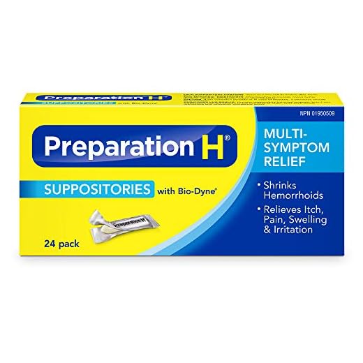 Preparation H Suppositoires de traitement des hémorroïdes multi-symptômes avec Bio-Dyne, 24 sachets