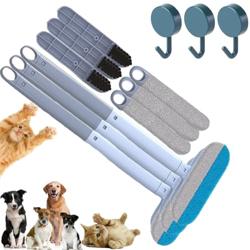 Cepillo depilatorio Multifuncional 4 en 1 for Mascotas, Lavable y portátil, Reutilizable, for Uso en seco y húmedo.(3pcs)