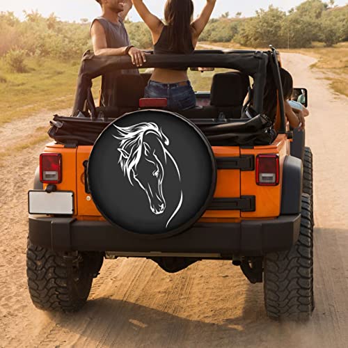 Image of Horse Head Spare Tire Cover Dust-Proof Wheel Tire Cover Fit Trailer, RV, SUV and Many Vehicle 14 Inch