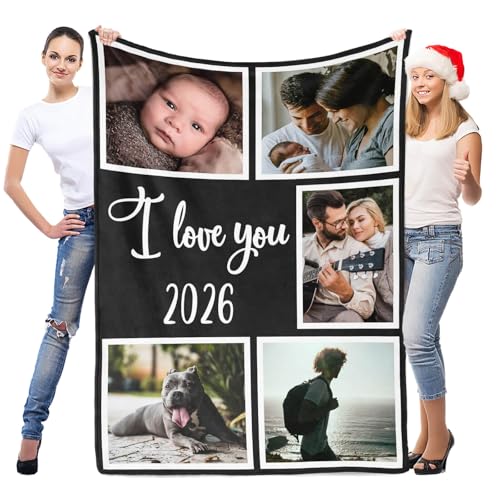 Image of inkArts Custom Blanket with Photo, Personalized Blanket, Customized Photo Blankets, Custom Picture Blankets, Personalized Photo Gifts for Women Men Mom Dad Baby Kid Family Pet